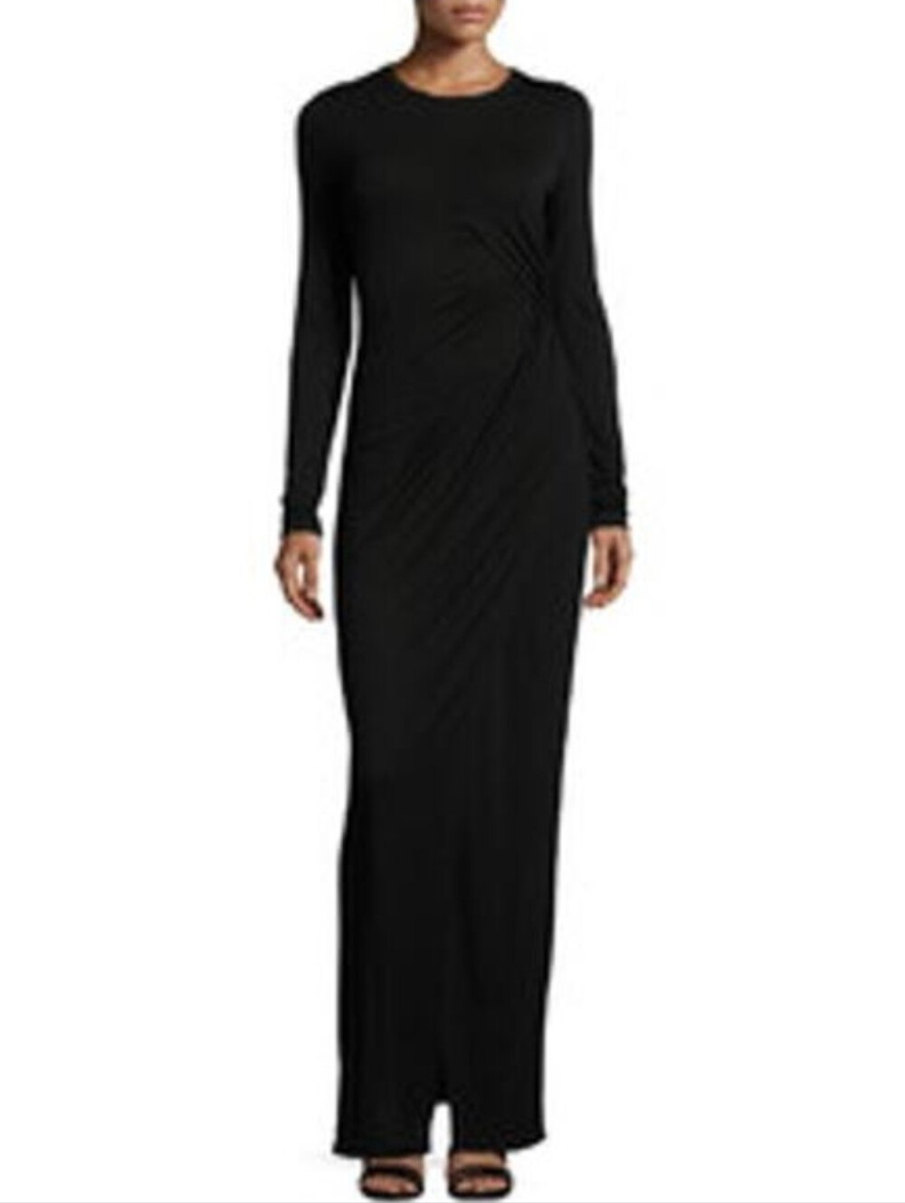 A.L.C. Vincent Long Sleeve Maxi Dress in Black. Jersey sz small front slit